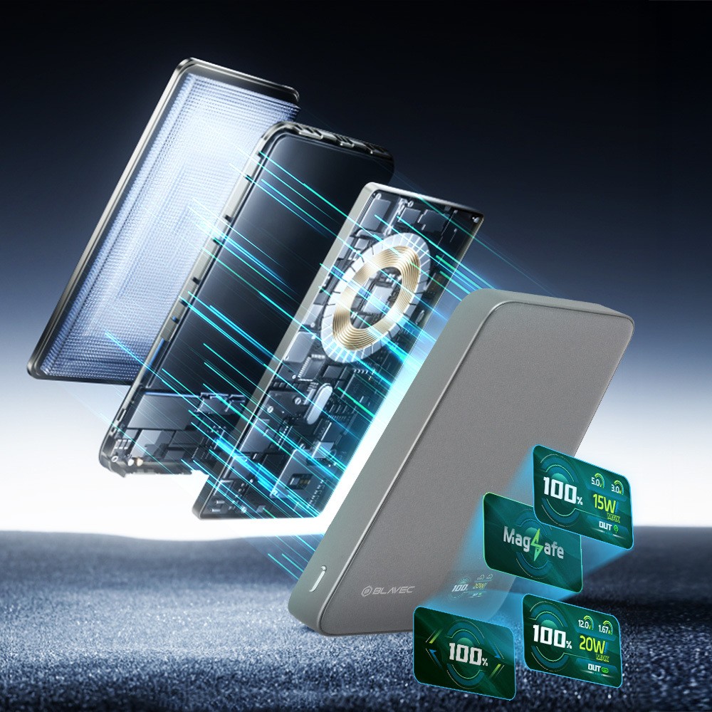 Blavec Power Bank 10000mAh 22,5W USB-C Magsafe szary / 3