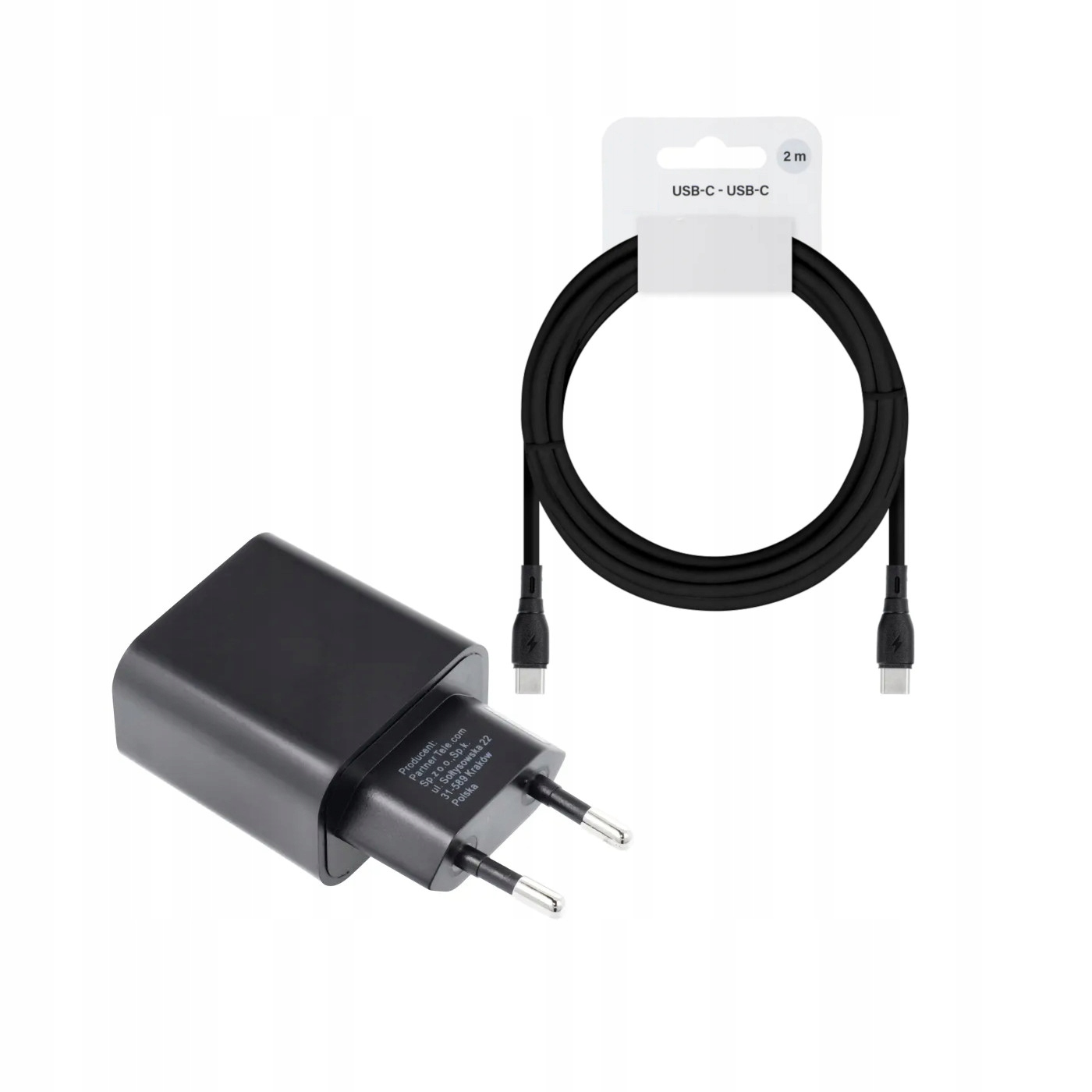 Szybka �adowarka Blue Star 20W z d�ugim kablem 2m USB-C czarna Samsung Galaxy A52S 5G / 6