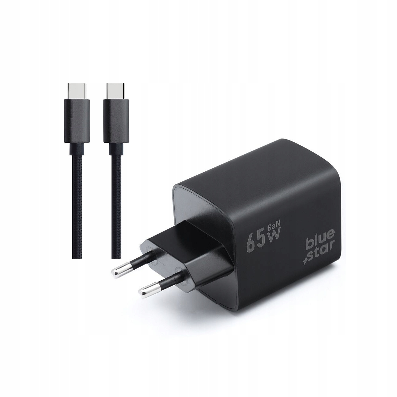Szybka �adowarka 65W BLUE STAR kostka z kablem 1m USB-C do telefonu 3 wej�cia czarna Samsung Galaxy S22 Plus / 2