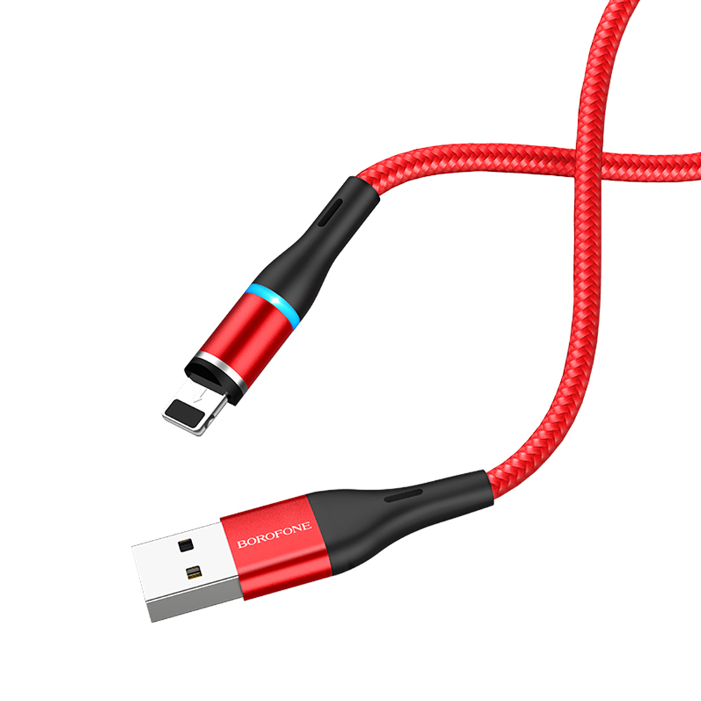 Borofone Kabel BU16 Skill 8-pin czerwony magnetyczny 2,4A 1,2m / 2