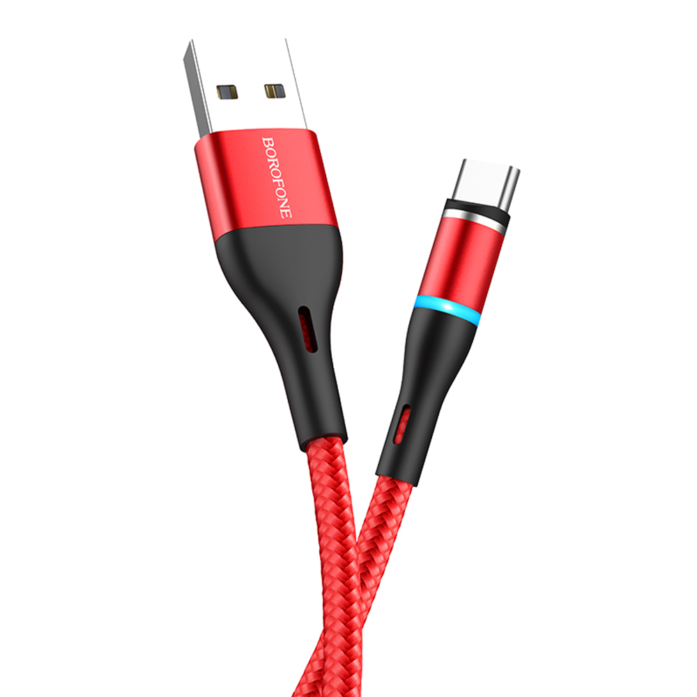 Borofone Kabel BU16 Skill typ-C czerwony magnetyczny 2,4A 1,2m
