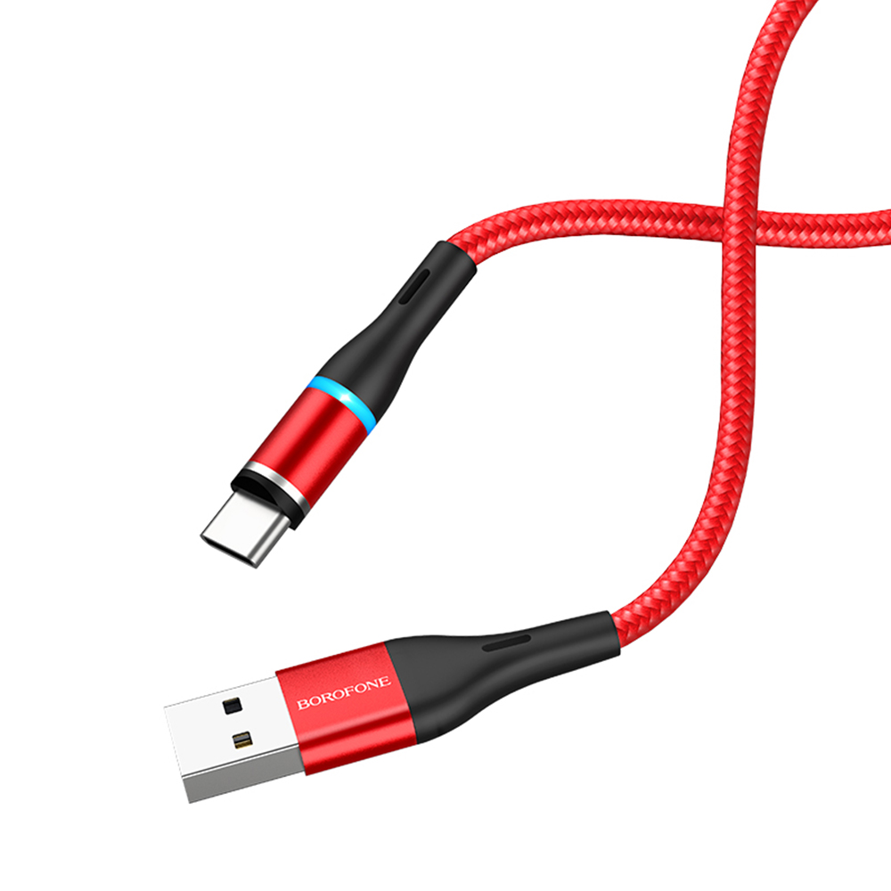 Borofone Kabel BU16 Skill typ-C czerwony magnetyczny 2,4A 1,2m / 2