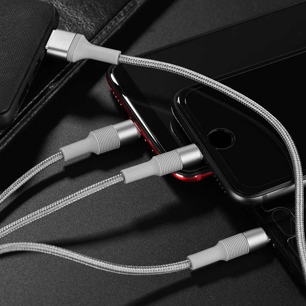 Borofone Kabel BX21 Outstanding 3w1 szary 2,4A 1m / 2