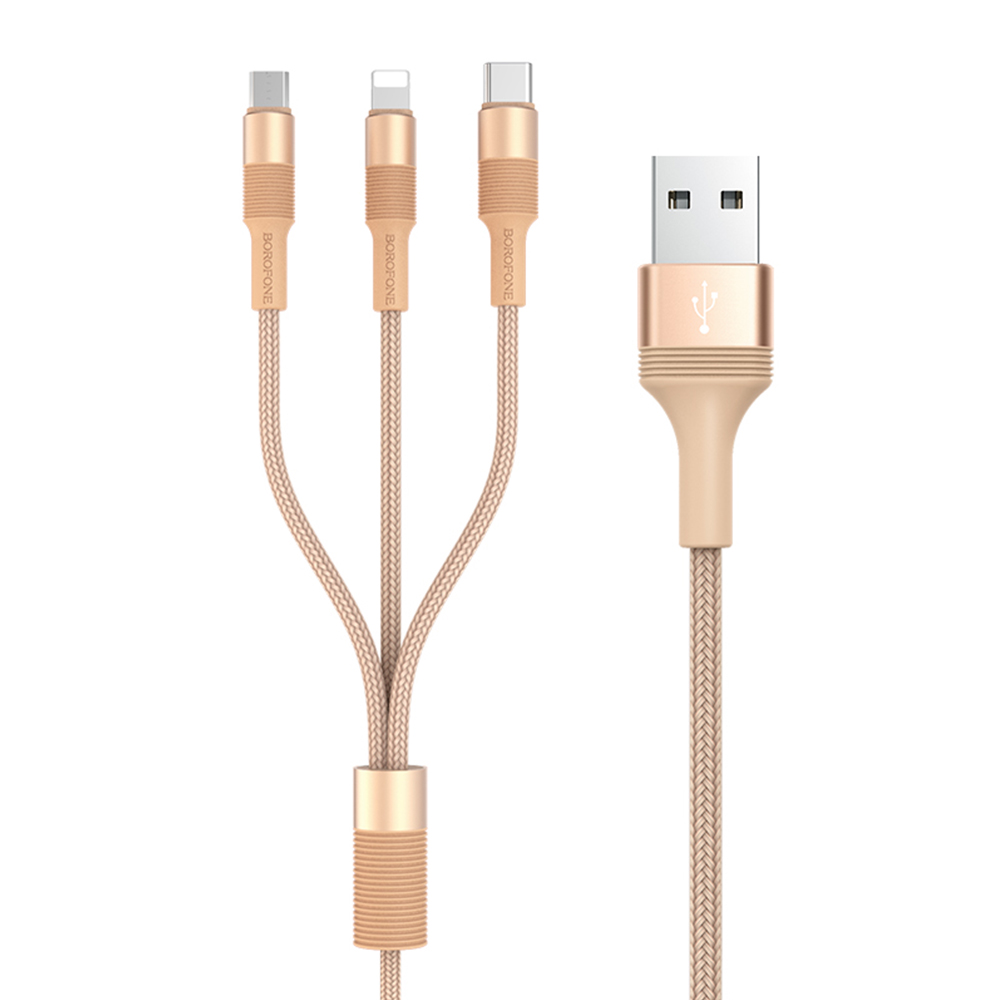 Borofone Kabel BX21 Outstanding 3w1 z�oty 2,4A 1m