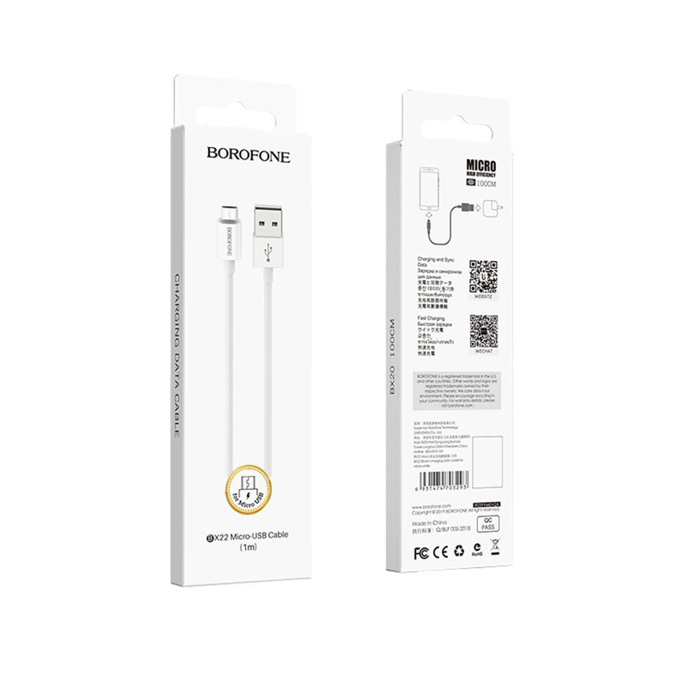 Borofone Kabel BX22 Bloom micro bia�y 1m / 8