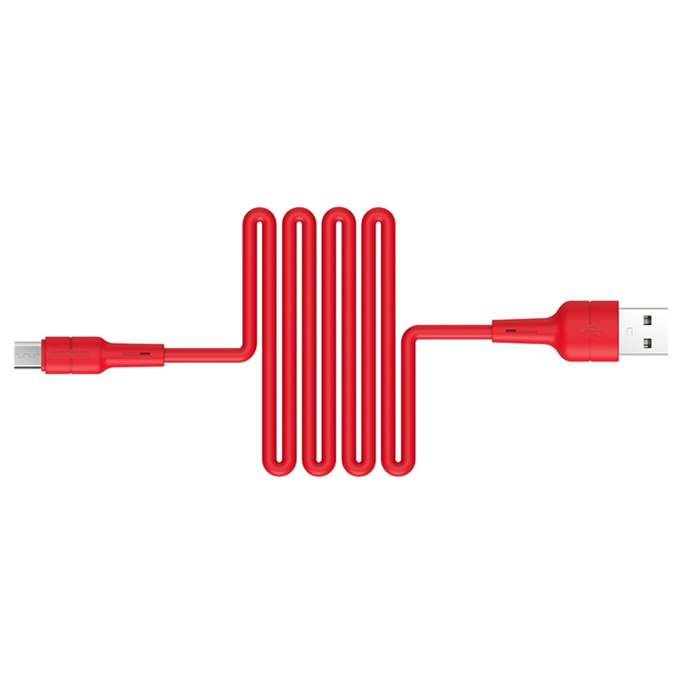 Borofone Kabel BX30 Silicone micro czerwony 2,4A 1m