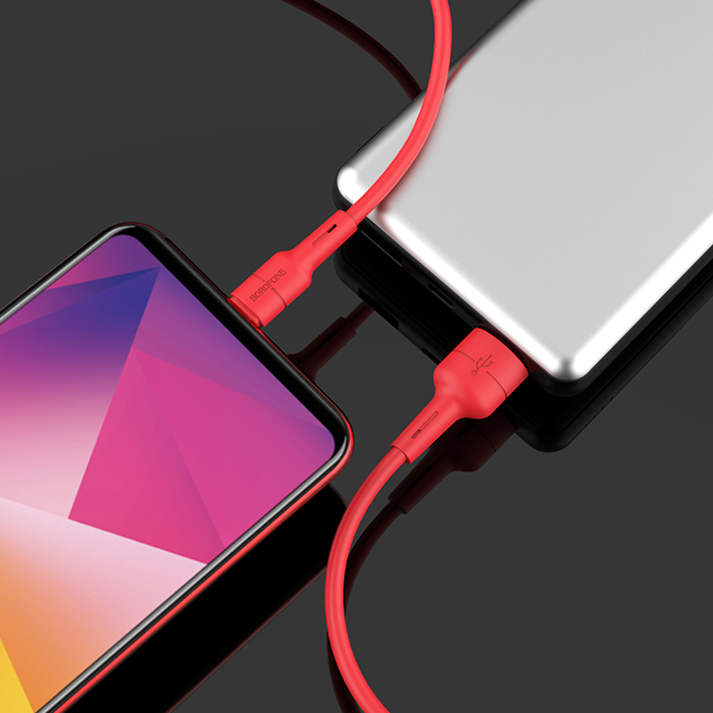 Borofone Kabel BX30 Silicone micro czerwony 2,4A 1m / 3