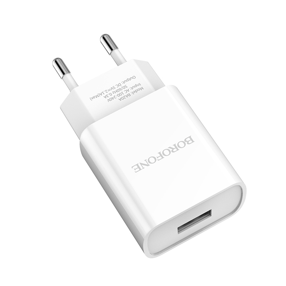 Borofone �adowarka sieciowa BA20A Sharp 1USB 2,1A bia�a / 3