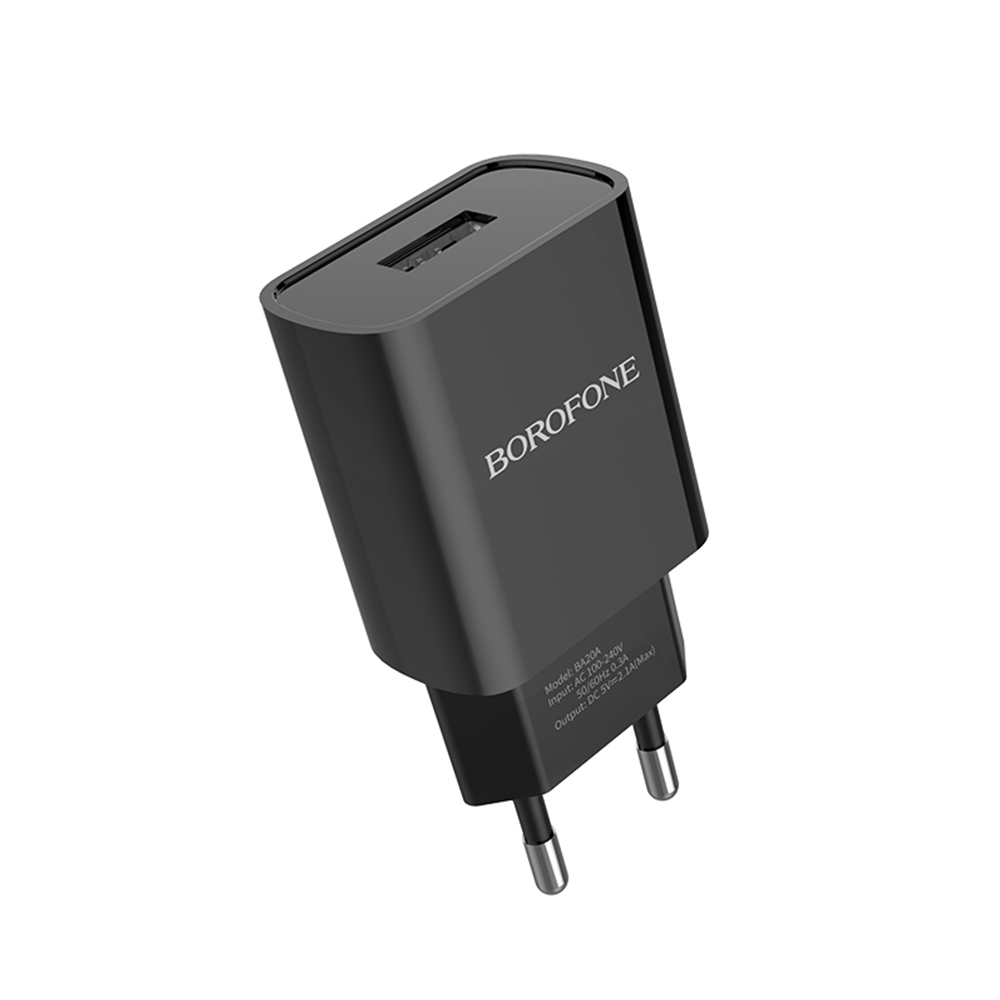 Borofone �adowarka sieciowa BA20A Sharp 1USB 2,1A czarna