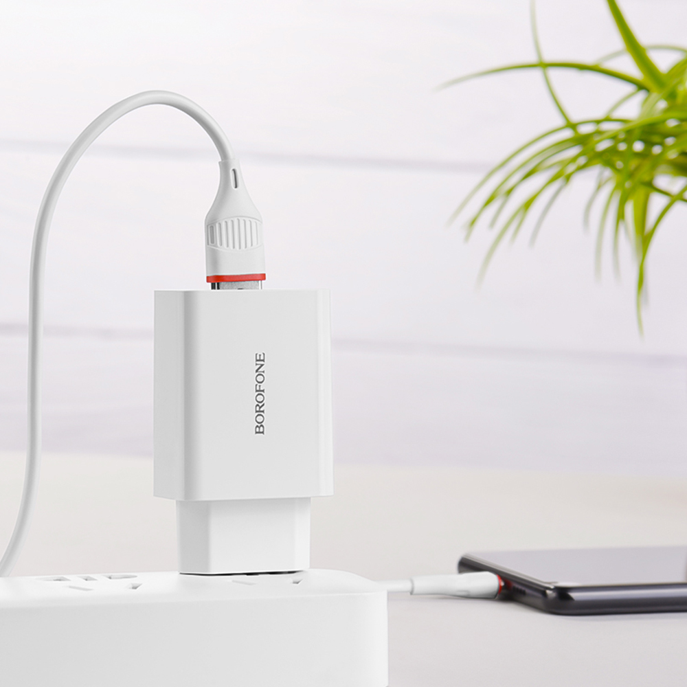 Borofone �adowarka sieciowa BA21A Long Journey 1USB QC 3.0 bia�a / 6