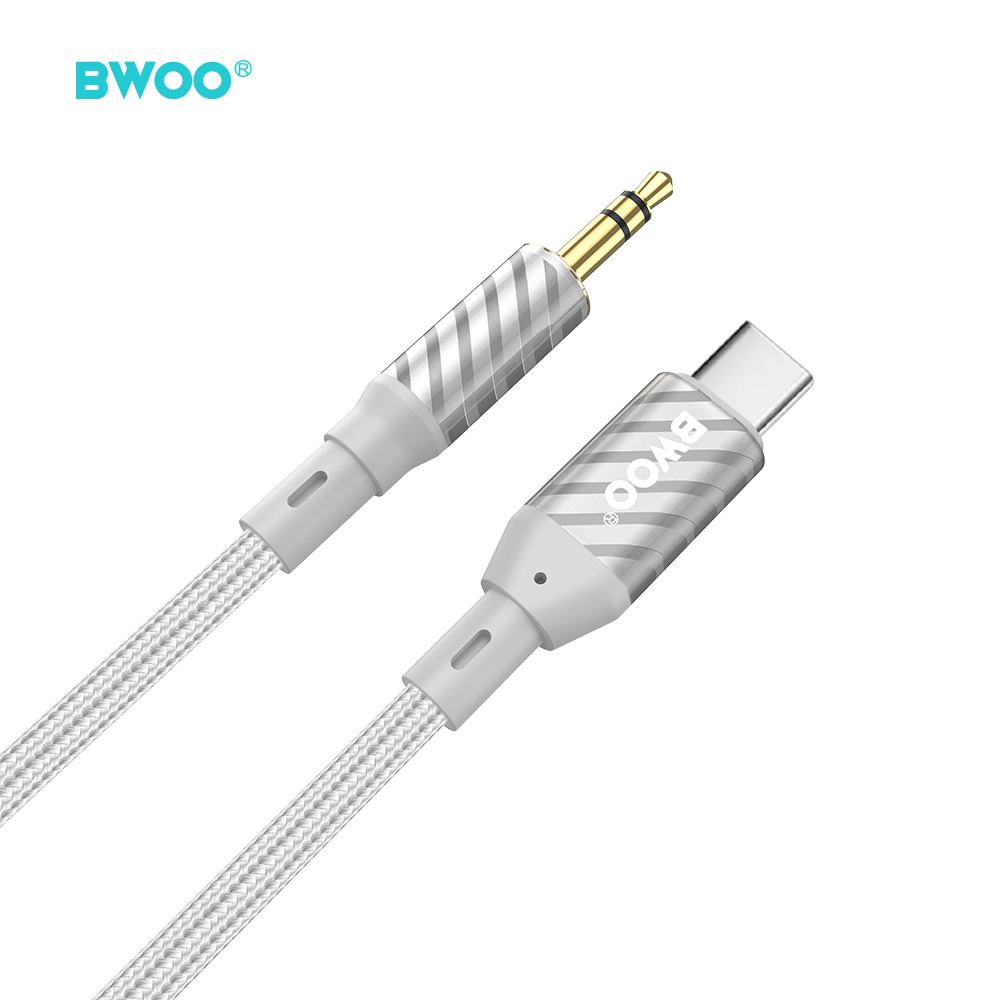 BWOO AUX074 kabel AUX USB-C - jack 3.5mm audio szary / 3