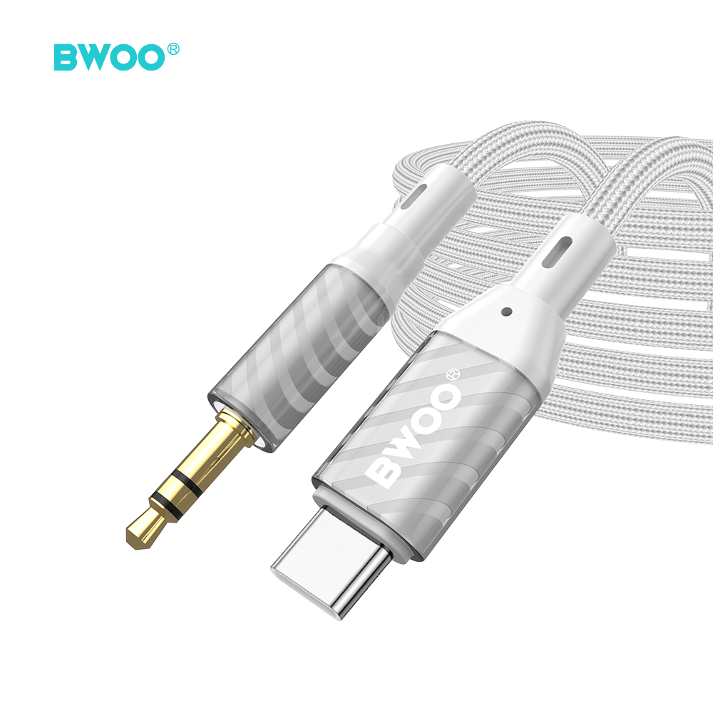 BWOO AUX074 kabel AUX USB-C - jack 3.5mm audio szary / 4