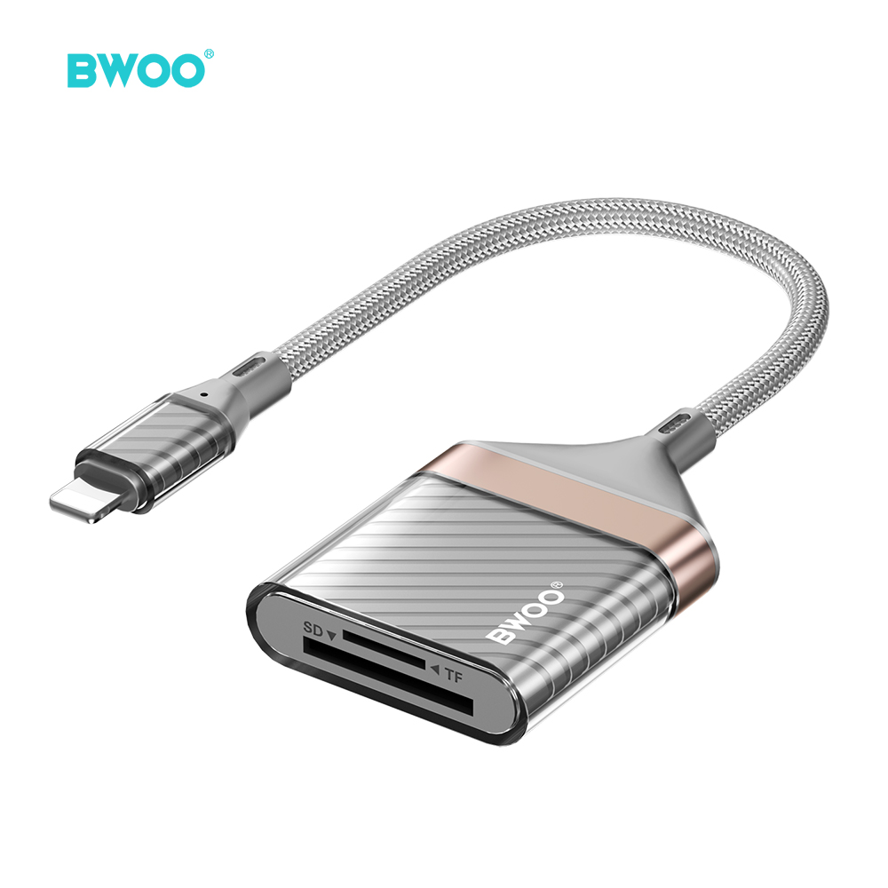 BWOO BZ63 adapter Lightning - karta SD/TF szary
