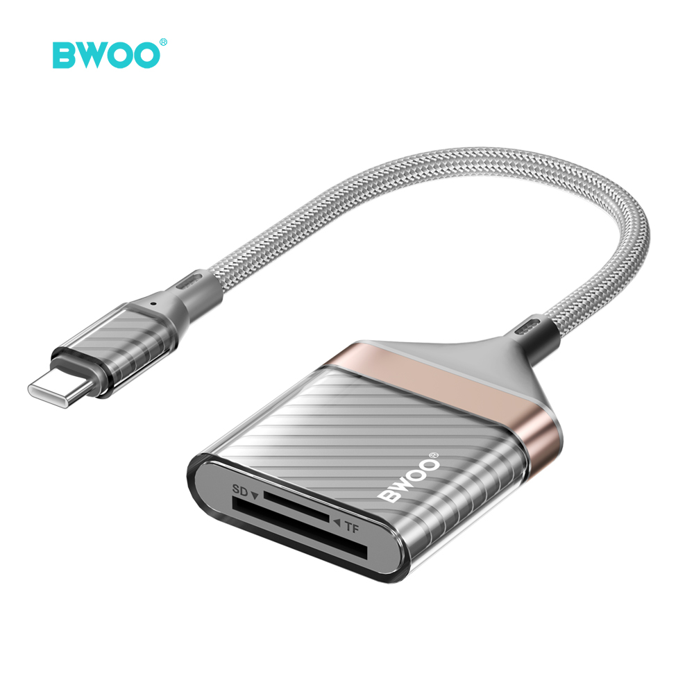 BWOO BZ64 adapter USB-C - karta SD/TF szary