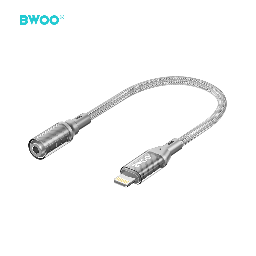 BWOO BZ66 adapter Lightning - jack 3.5mm szary / 2