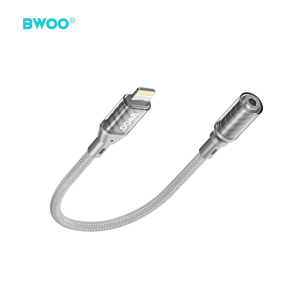 BWOO BZ66 adapter Lightning - jack 3.5mm szary / 3