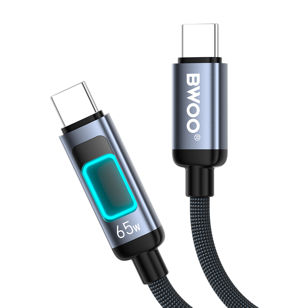BWOO kabel pleciony z pod�wietleniem PD 60W X324CC USB-C - USB-C / 3
