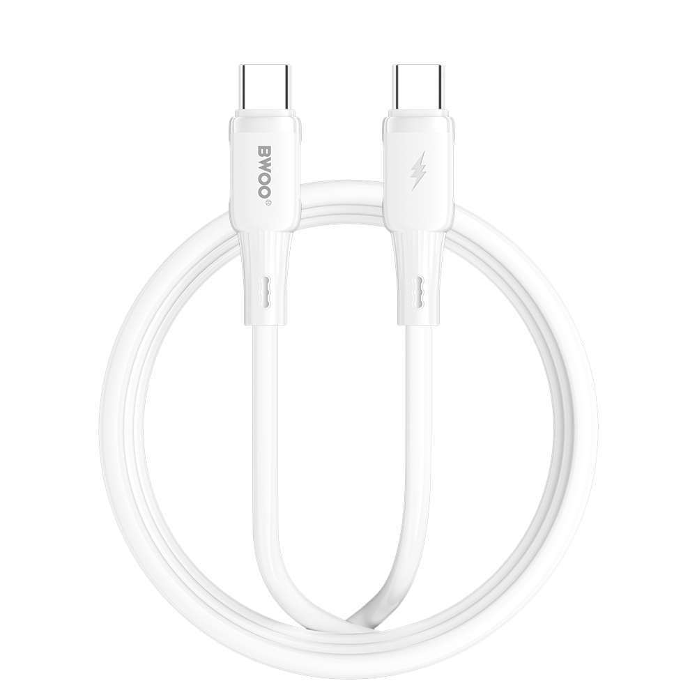 BWOO kabel silikonowy X329CC 65W USB-C 1m bia�y