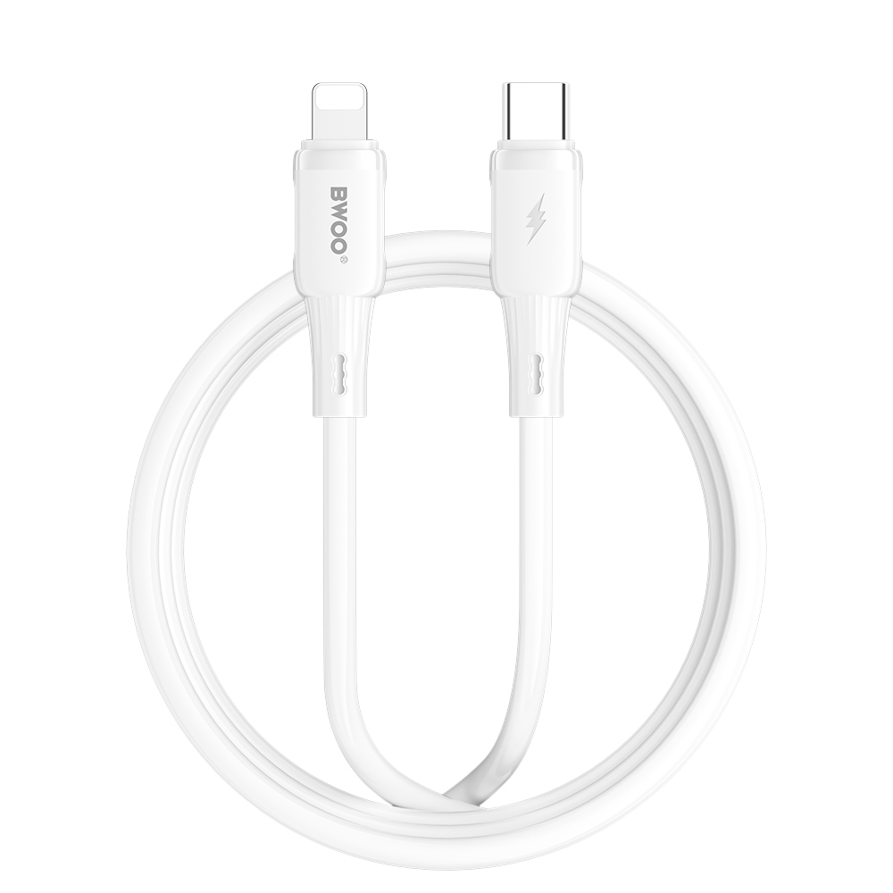 BWOO kabel silikonowy X329CL 27W USB-C - lightning 1m bia�y