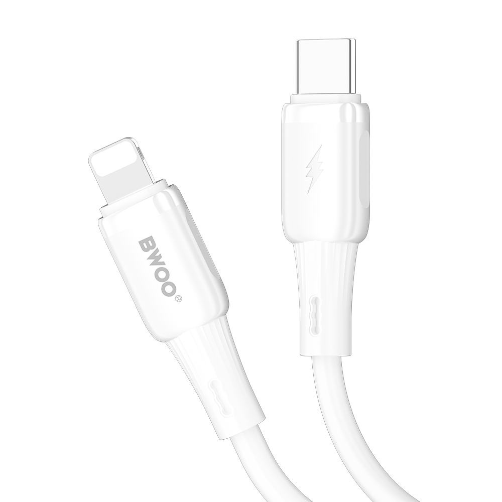 BWOO kabel silikonowy X329CL 27W USB-C - lightning 1m bia�y / 3