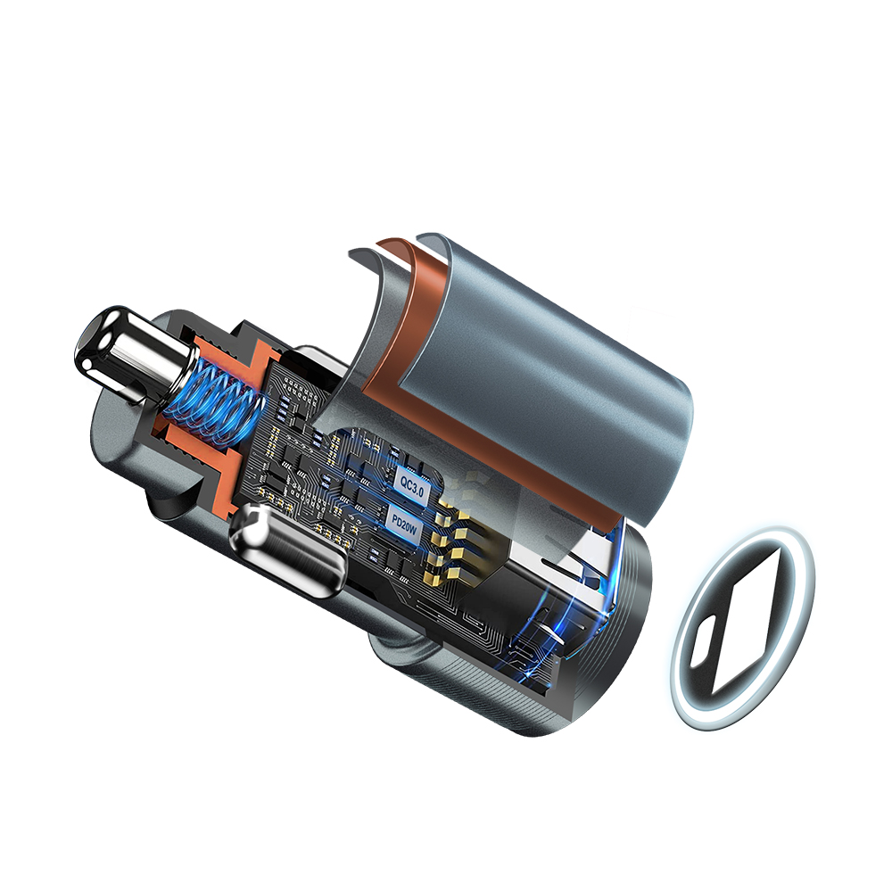 BWOO �adowarka samochodowa BO-CC73 38W fast car charger QC 18W + PD 20W, srebrna / 4