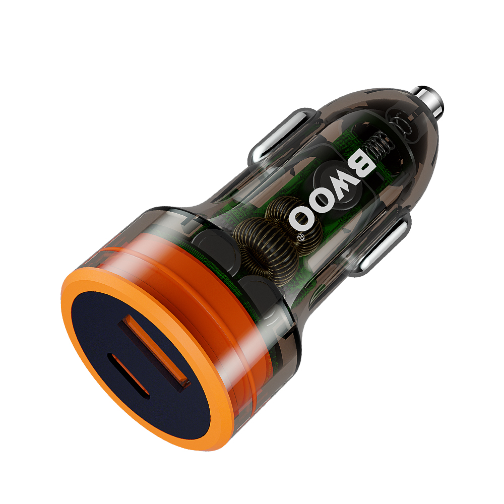 BWOO �adowarka samochodowa BO-CC85 38W fast transparent car charger QC 18W + PD 20W / 4