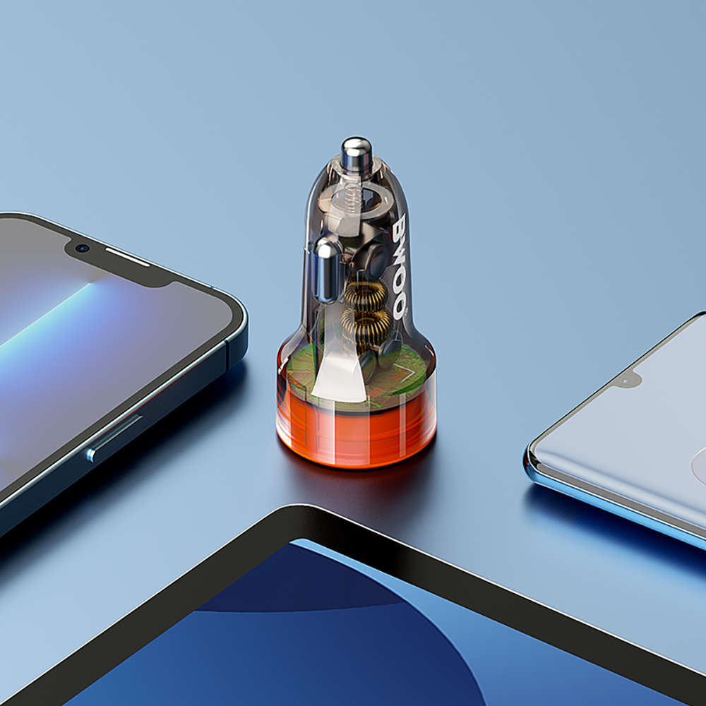 BWOO �adowarka samochodowa BO-CC85 38W fast transparent car charger QC 18W + PD 20W / 5