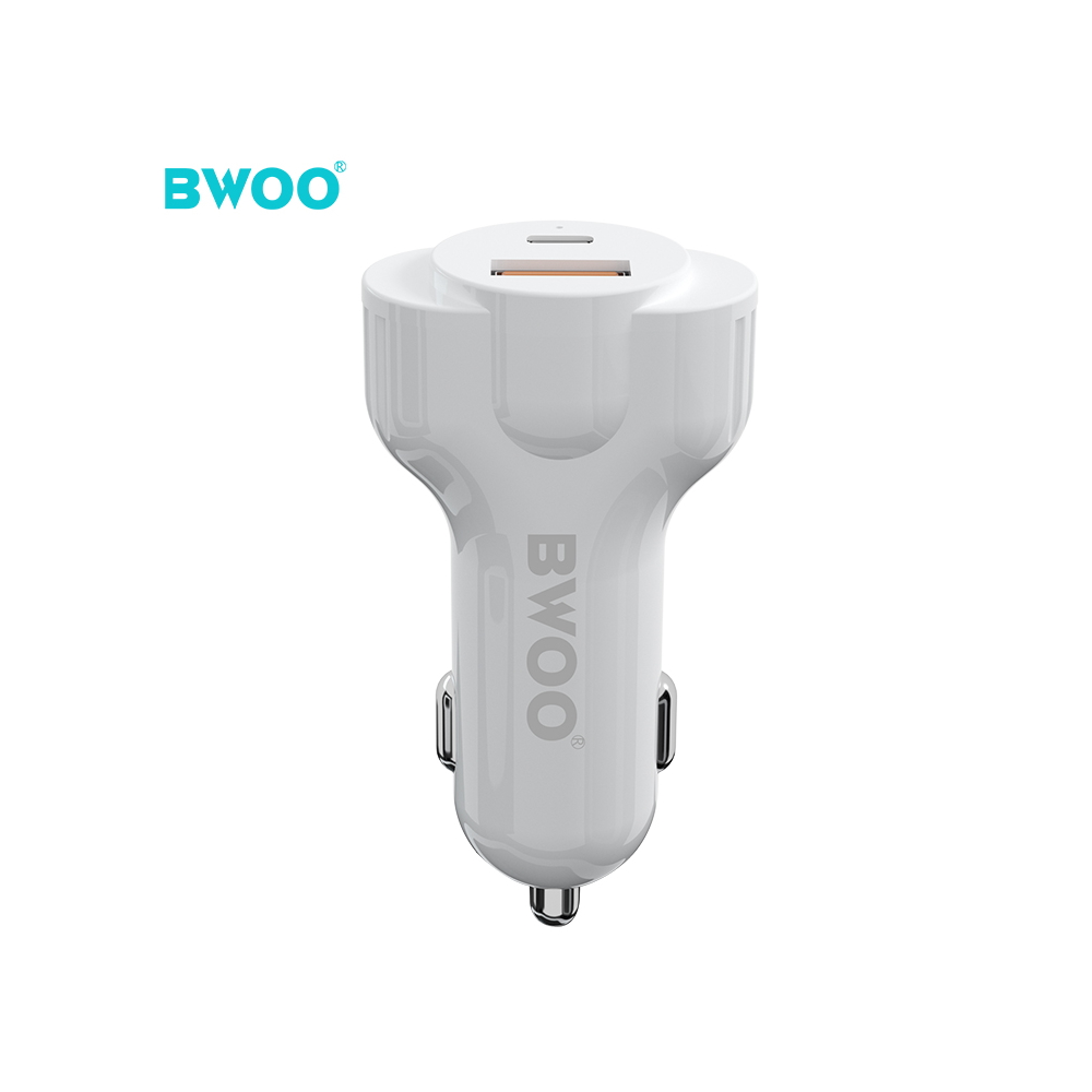 BWOO �adowarka samochodowa CC58 PD 18W 1x USB-C 1x USB 2,4A bia�a