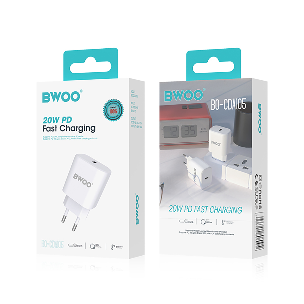 BWOO �adowarka sieciowa BO-CDA105 20W ABS+PC wall charger USB-C Samsung Galaxy A50 / 5