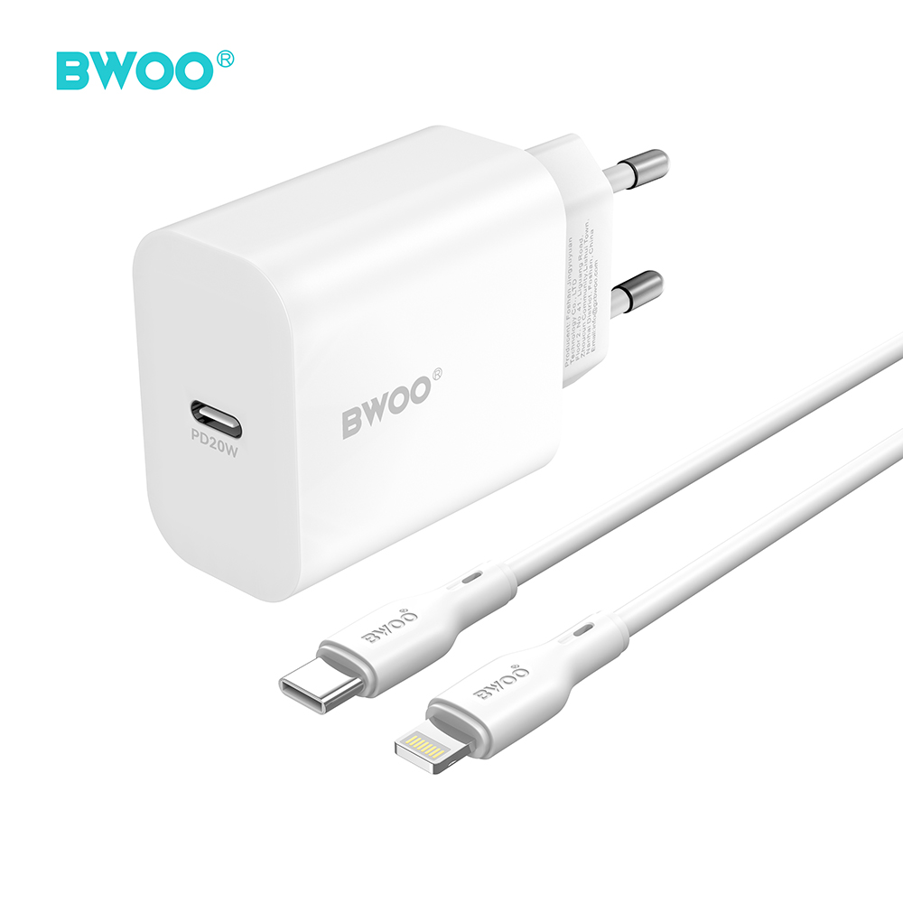 BWOO �adowarka sieciowa CDA233 PD 20W 1x USB-C bia�a + kabel USB-C - lightning