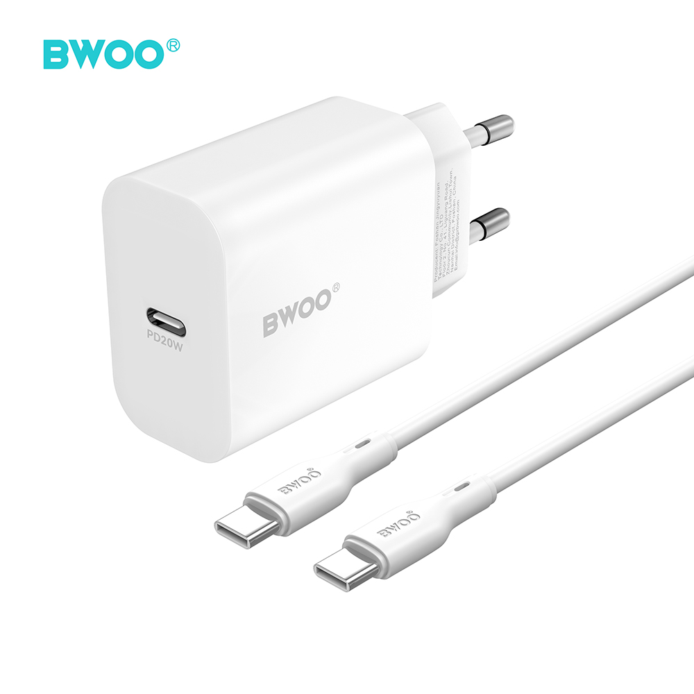 BWOO �adowarka sieciowa CDA233 PD 20W 1x USB-C bia�a + kabel USB-C - USB-C