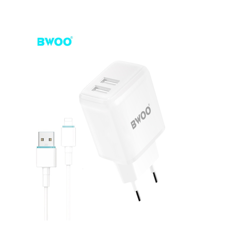 BWOO �adowarka sieciowa CDA60L 2x USB 2,4A bia�a + kabel Lightning