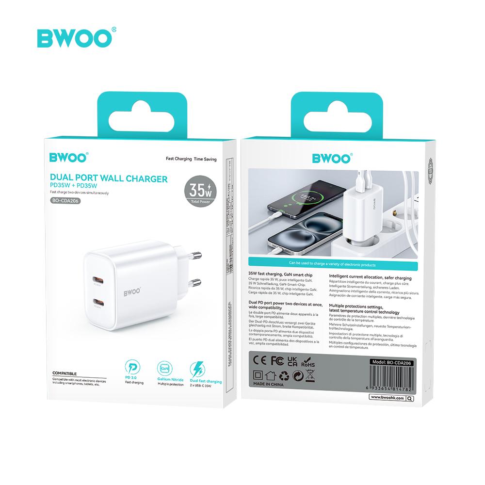 BWOO �adowarka sieciowa PD CDA206 USB-C 35W bia�y / 4
