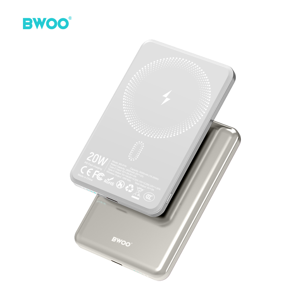 BWOO P79 ultracienki powerbank 5000mAh z �adowaniem magnetycznym z�oty / 2