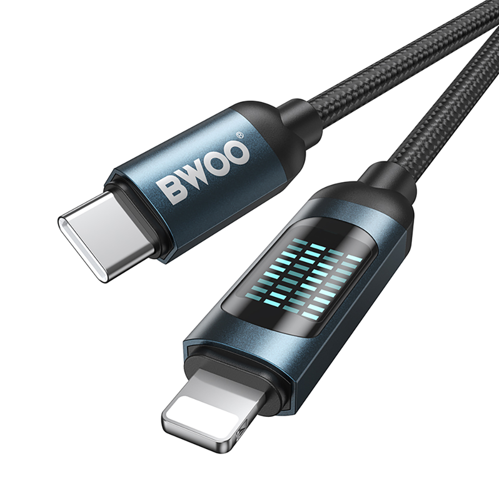 BWOO Pleciony kabel USB-C do USB-C 60W z animowanym pod�wietleniem, 1m / 2