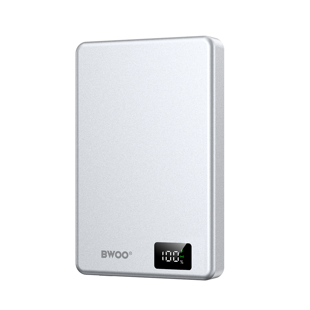 BWOO power bank magnetyczny P76 PD 20W 10000 mAh z wy�wietlaczem i portem USB-C srebrny