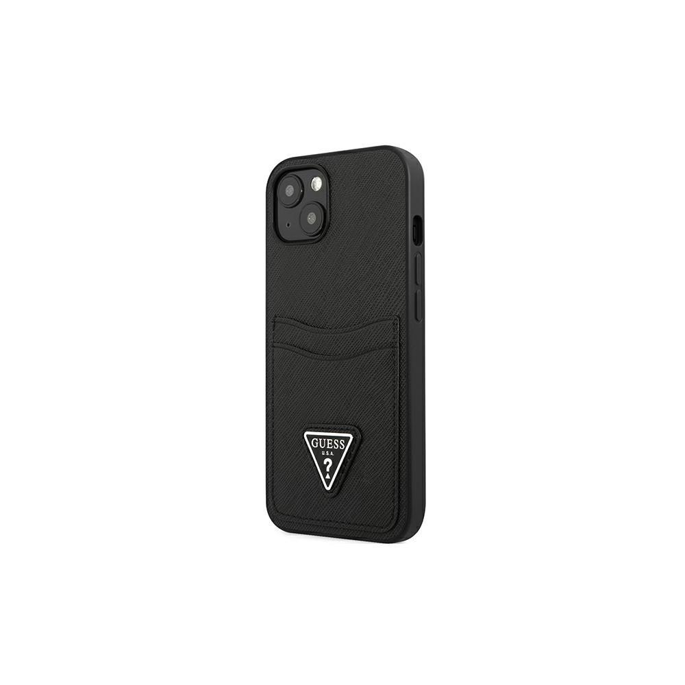  czarna Saffiano Double Card Triangle Apple iPhone 13 Mini