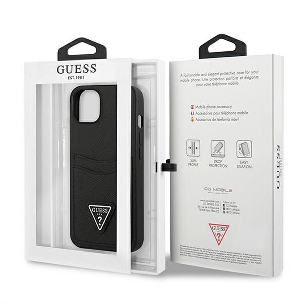  czarna Saffiano Double Card Triangle Apple iPhone 13 Mini / 8