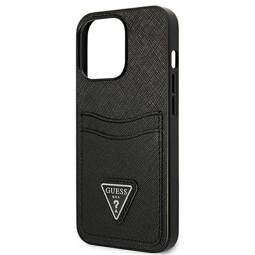  czarna Saffiano Double Card Triangle Apple iPhone 13 Pro Max / 6