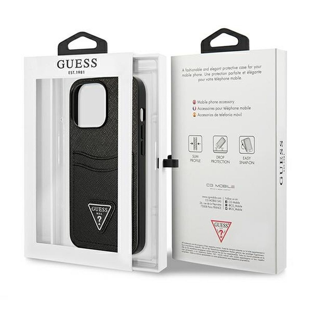  czarna Saffiano Double Card Triangle Apple iPhone 13 Pro / 8