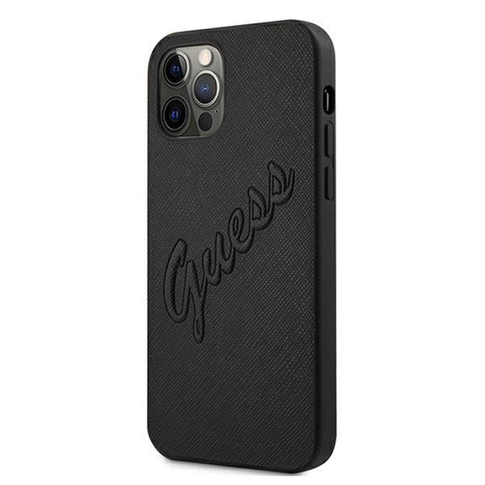  czarne hard case Saffiano Vintage Script Apple iPhone 12 Pro Max (6.7 cali) / 2