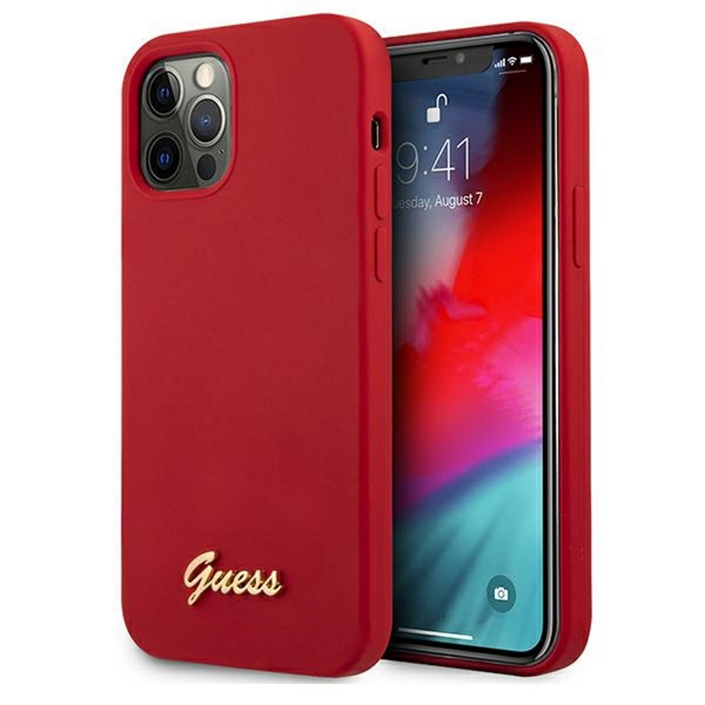  czerwone hard case Silicone Metal Logo Script Apple iPhone 12