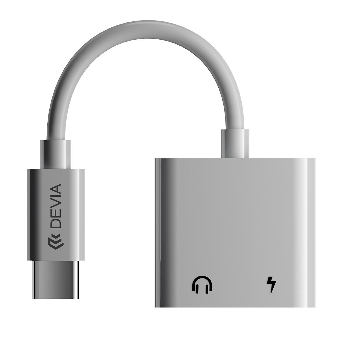 Devia adapter Smart USB-C - USB-C (port) + jack 3,5mm (port) bia�y / 2