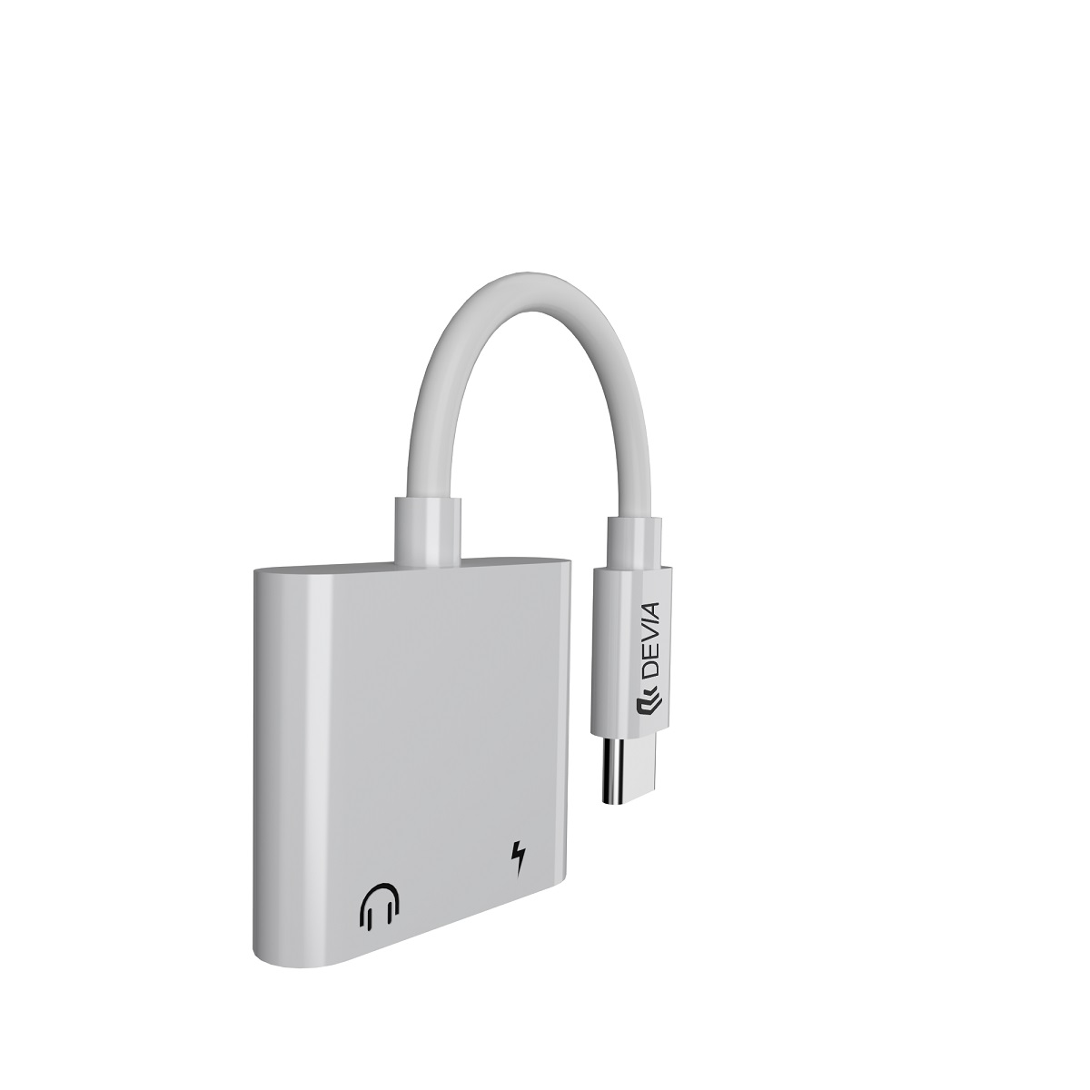 Devia adapter Smart USB-C - USB-C (port) + jack 3,5mm (port) bia�y / 3