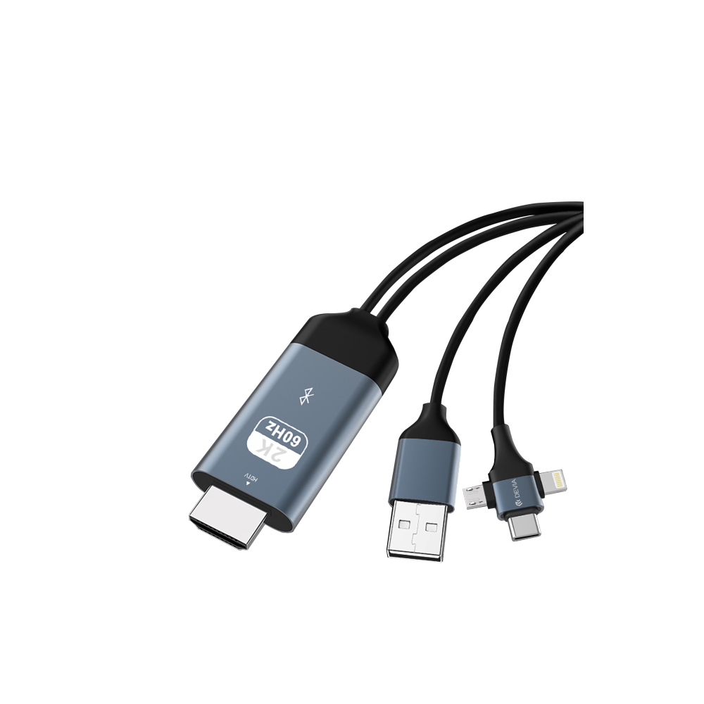 Devia Kabel 3w1 Storm HDMI - Lightning + USB-C + microUSB czarny