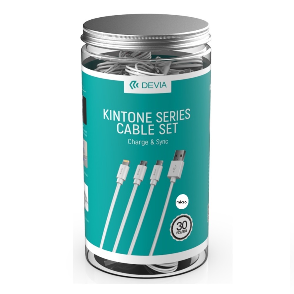 Devia kabel Kintone zestaw 30szt micro bia�y