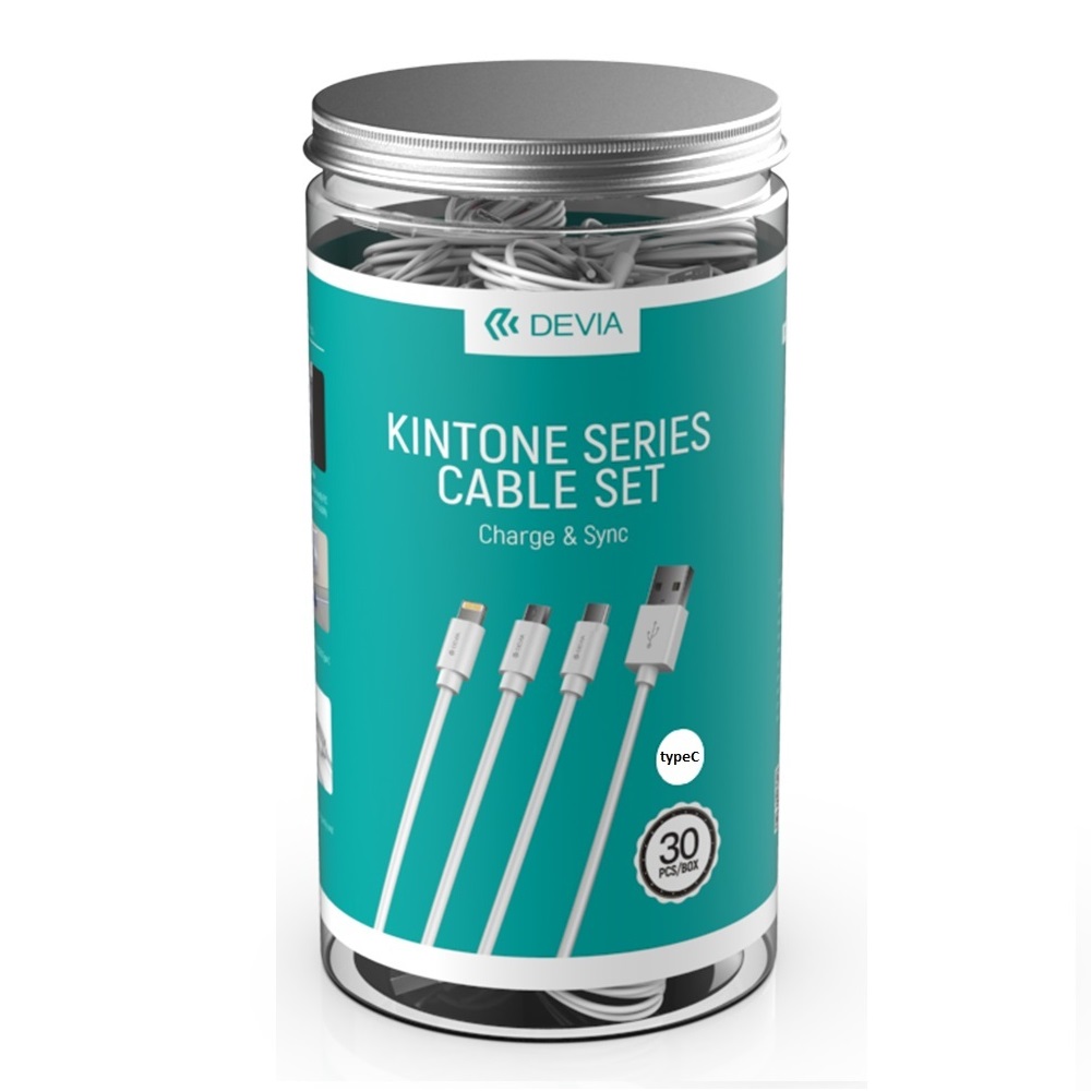 Devia kabel Kintone zestaw 30szt typ-C biay