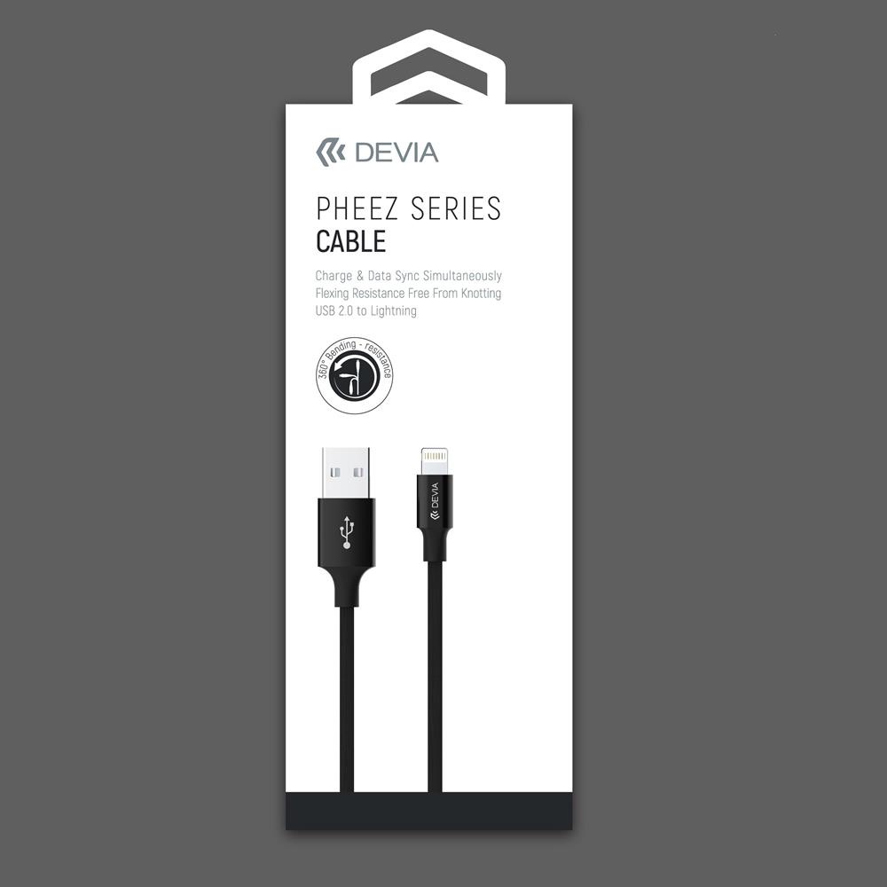 Devia kabel Pheez New USB 8-pin 1m czarny 2,4A / 5