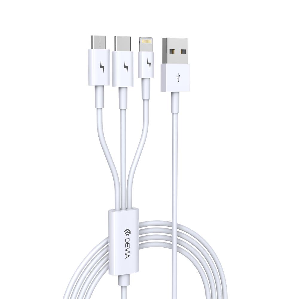 Devia kabel Smart 3w1 8-pin/typ-C/micro bia�y