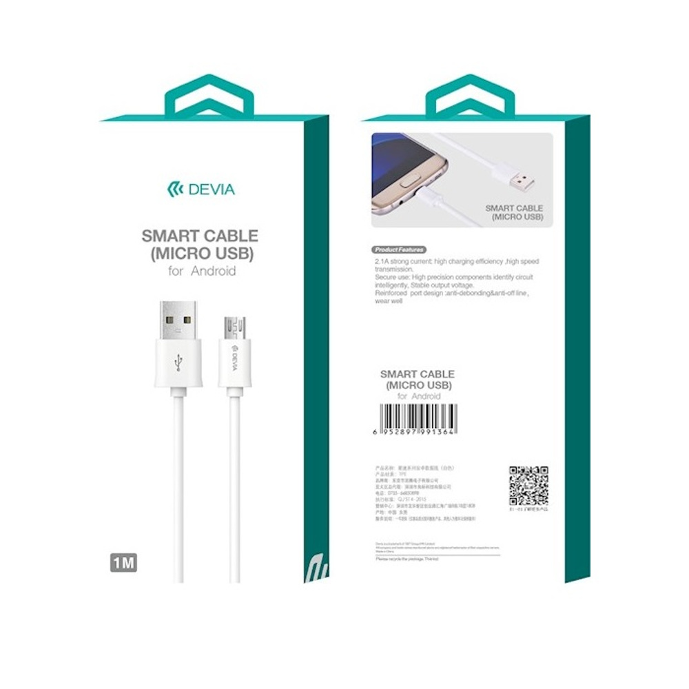 Devia kabel Smart micro bia�y 1m / 8